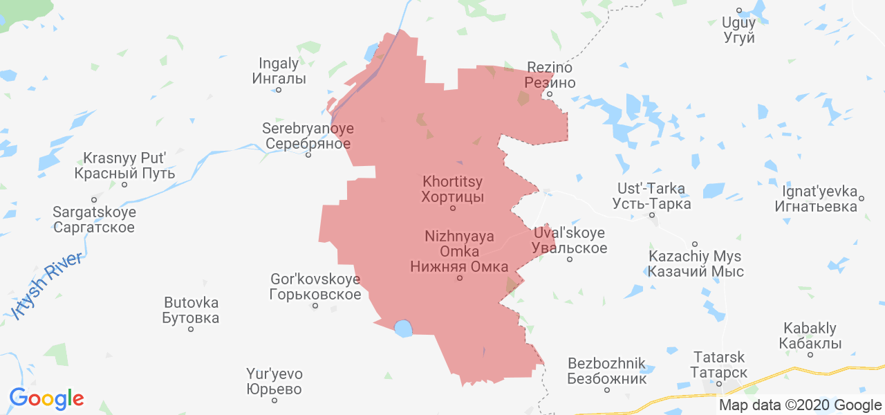 Изображение Нижнеомского района Омской области на карте