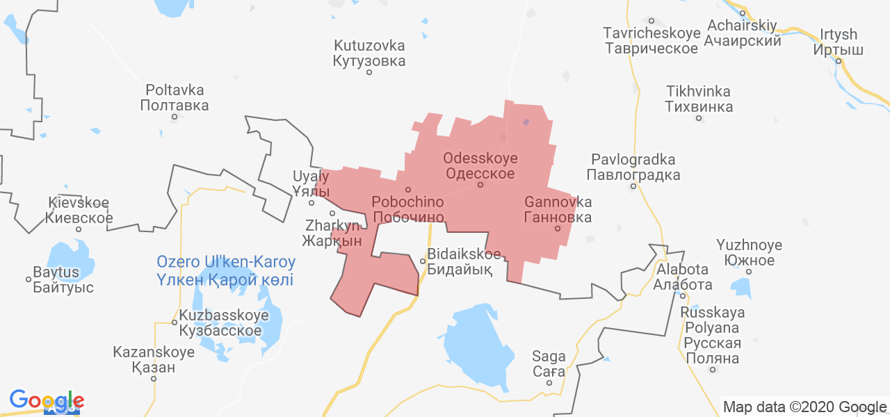 Изображение Одесского района Омской области на карте