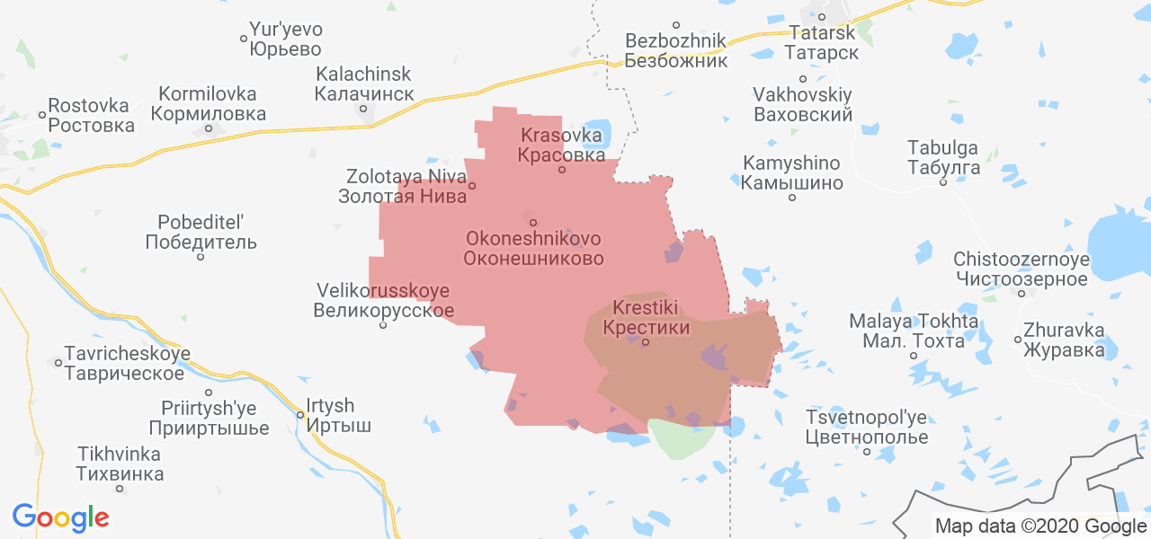 Карта калачинского района омской области с деревнями и дорогами