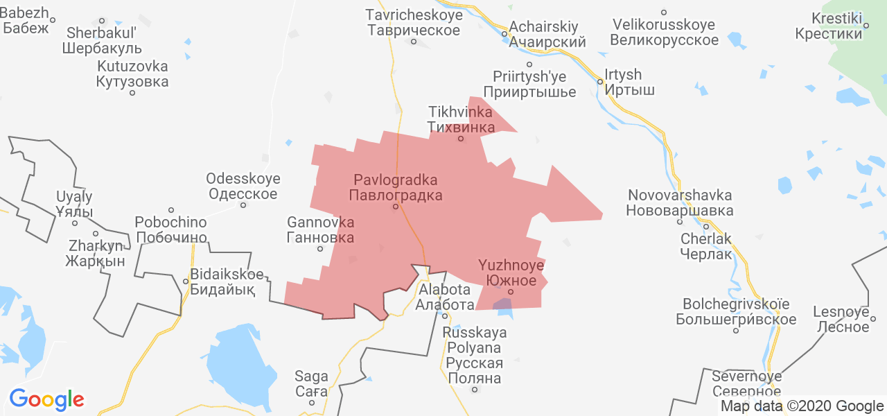 Изображение Павлоградского района Омской области на карте