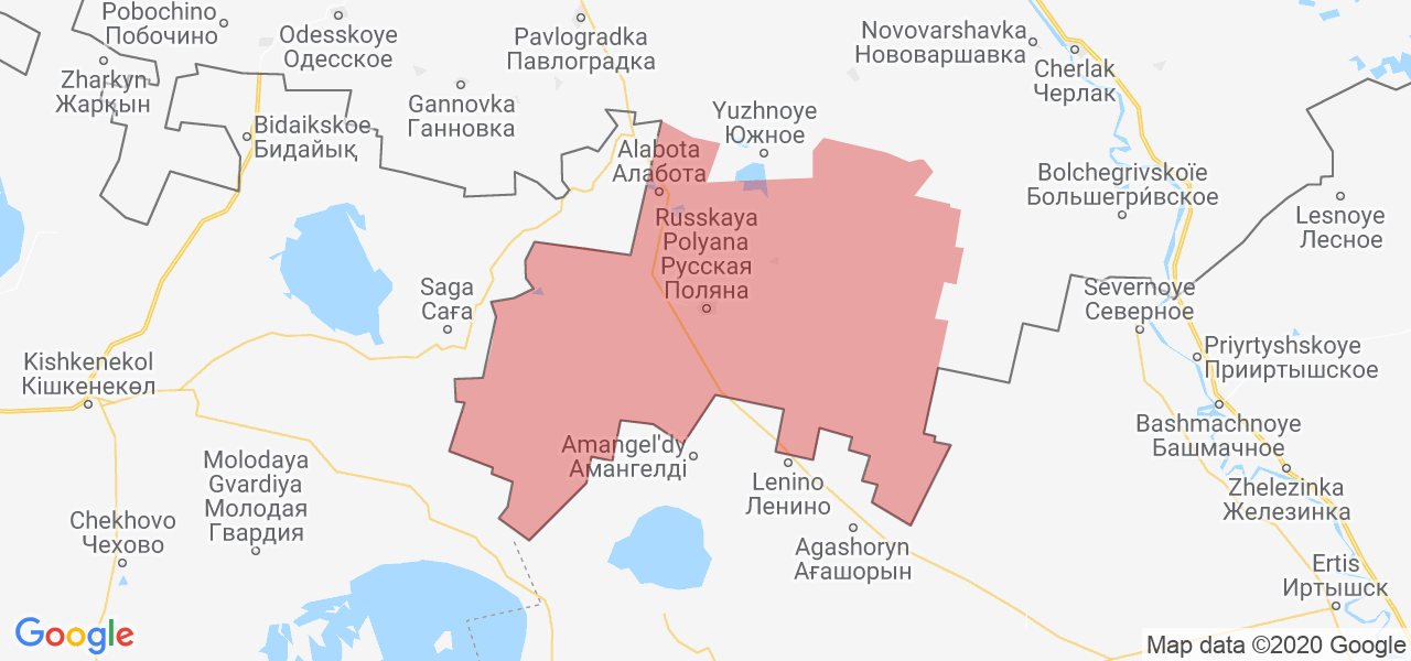 Изображение Русско-Полянского района Омской области на карте