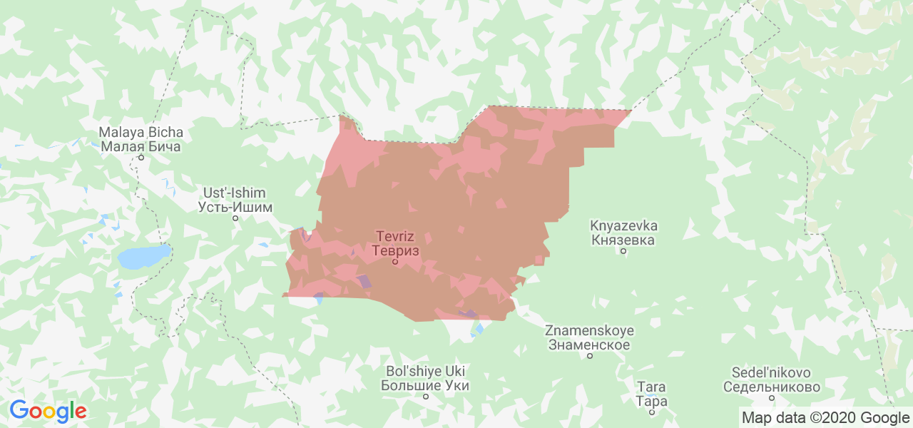 Изображение Тевризского района Омской области на карте