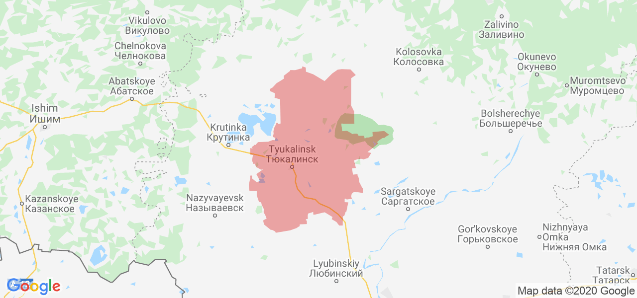Изображение Тюкалинского района Омской области на карте
