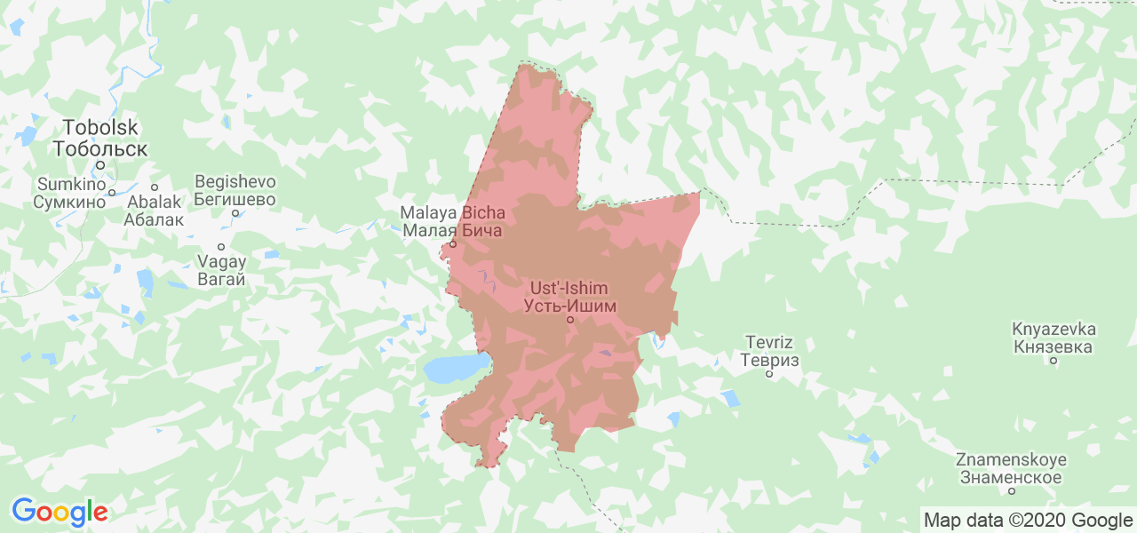 Изображение Усть-Ишимского района Омской области на карте