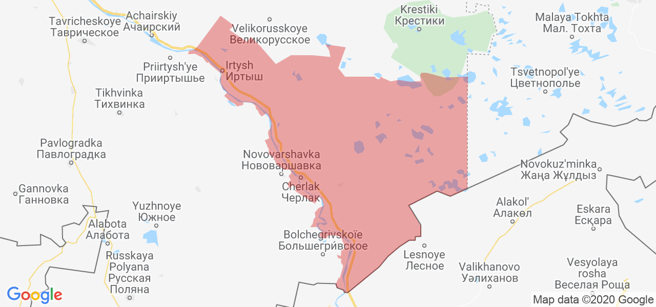 Изображение Черлакского района Омской области на карте