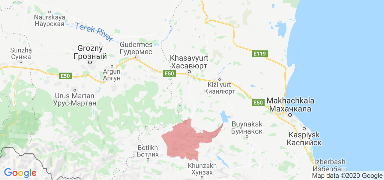 Изображение Гумбетовского района Республики Дагестан на карте