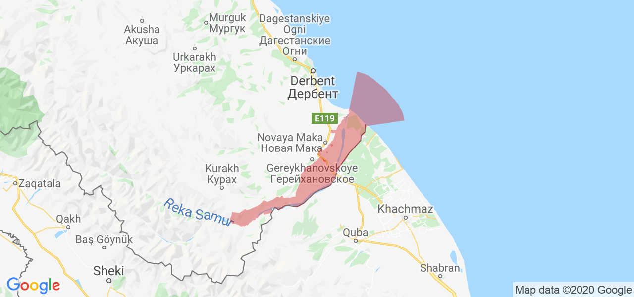 Изображение Магарамкентского района Республики Дагестан на карте