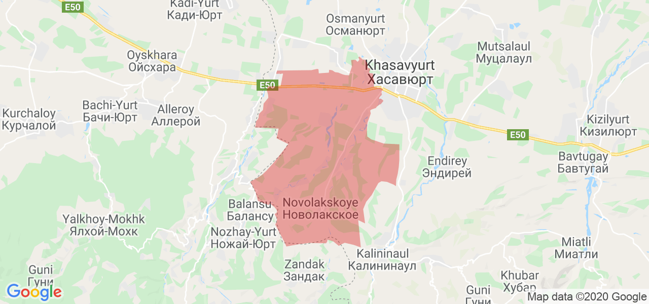 Изображение Новолакского района Республики Дагестан на карте