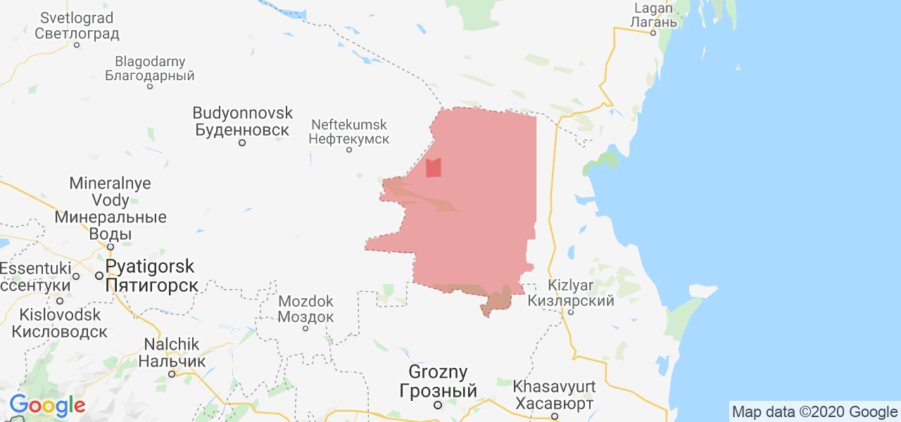 Изображение Ногайского района Республики Дагестан на карте