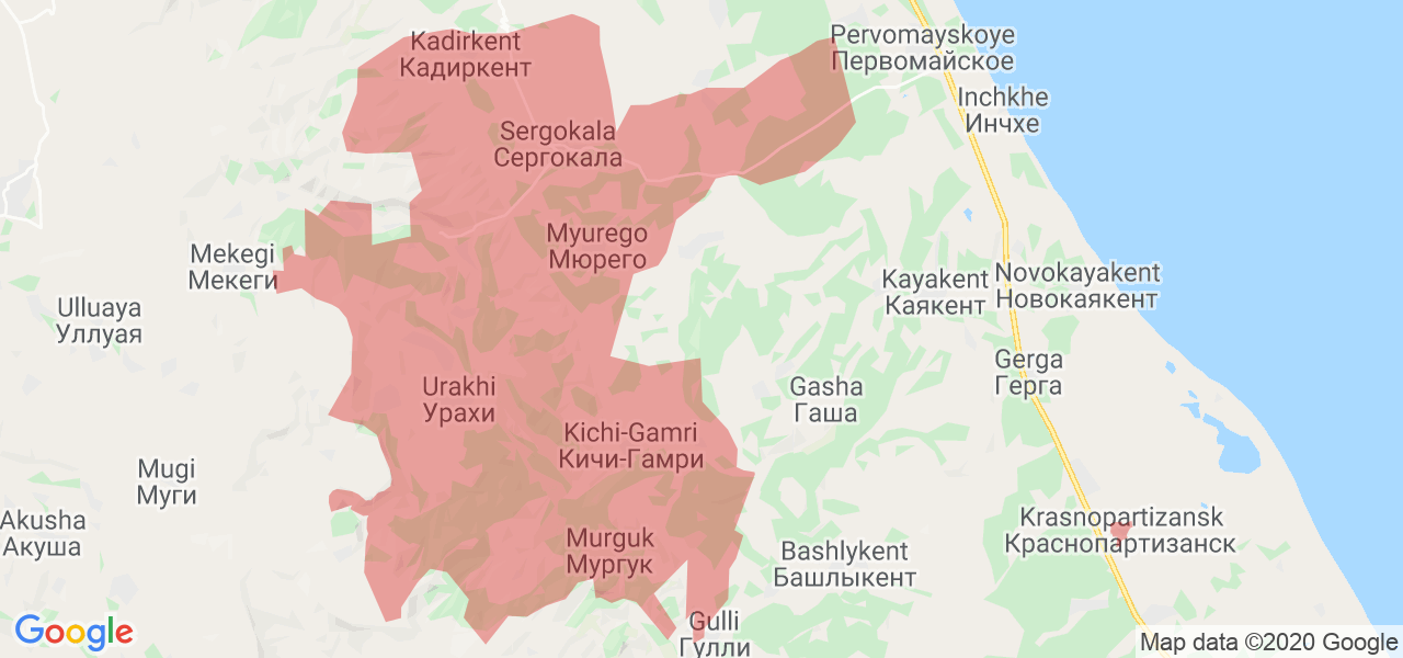 Изображение Сергокалинского района Республики Дагестан на карте