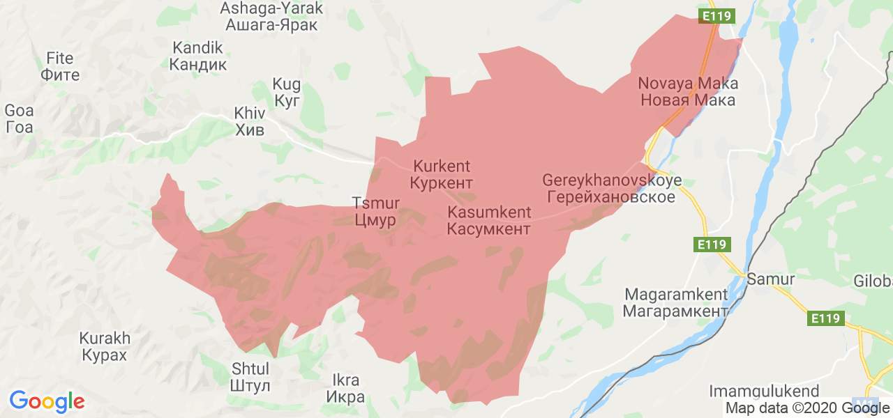 Изображение Сулейман-Стальского района Республики Дагестан на карте