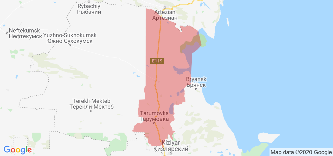 Изображение Тарумовского района Республики Дагестан на карте