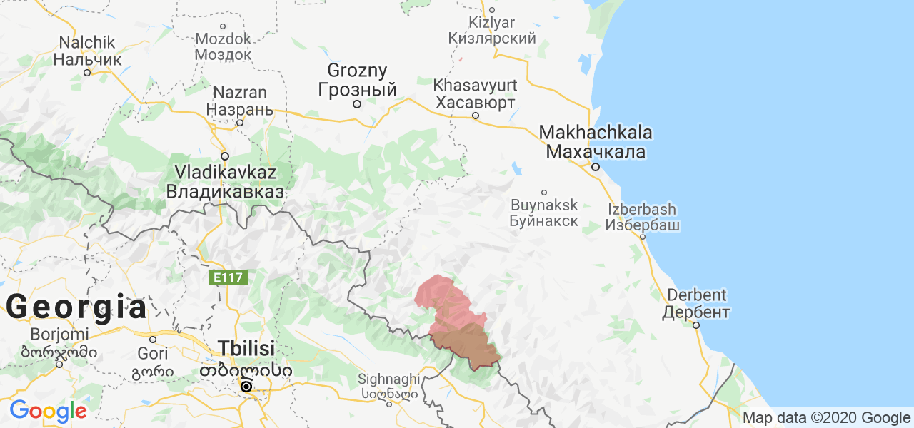 Изображение Тляратинского района Республики Дагестан на карте