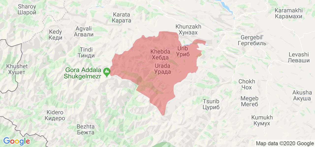 Изображение Шамильского района Республики Дагестан на карте