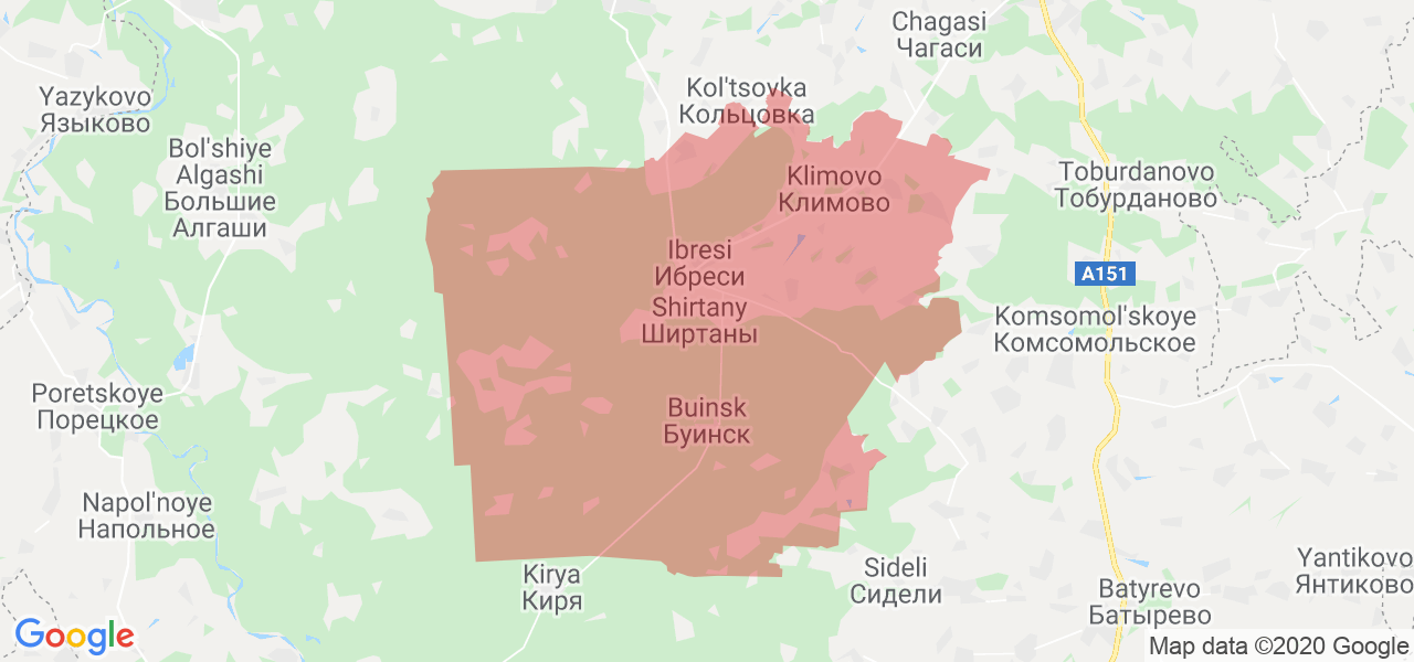 Изображение Ибресинского района Республики Чувашия на карте