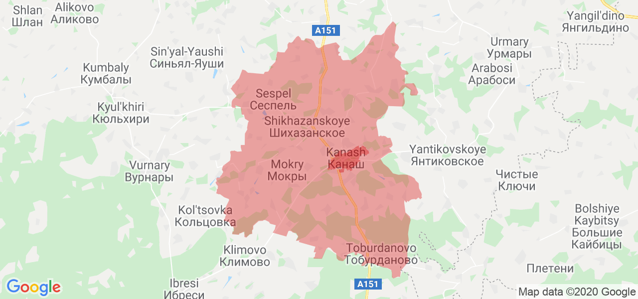 Изображение Канашского района Республики Чувашия на карте