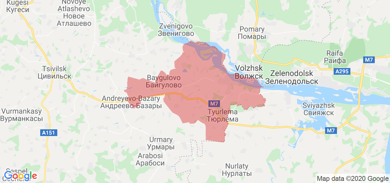 Изображение Козловского района Республики Чувашия на карте