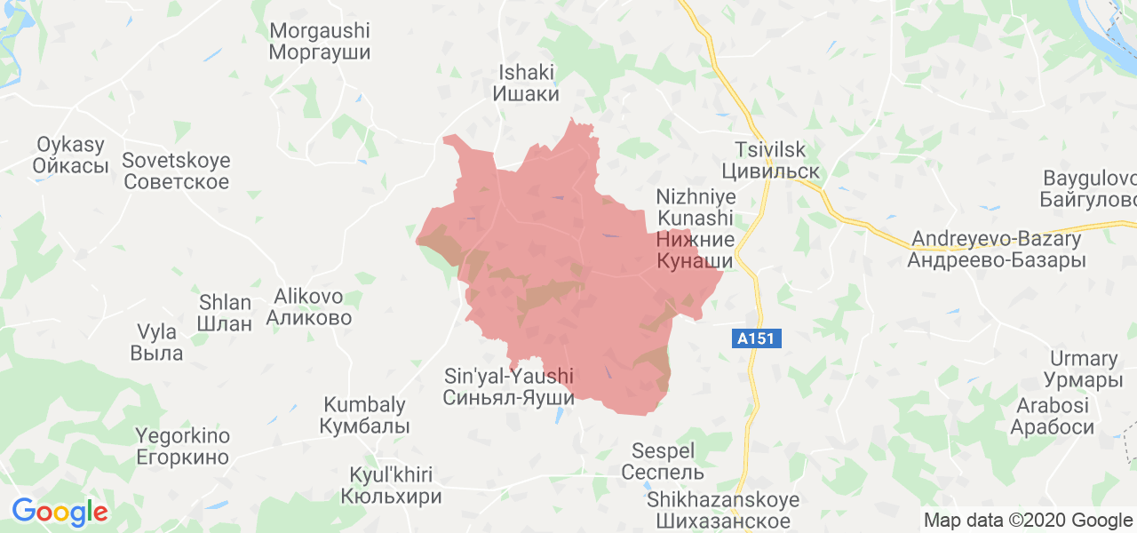 Изображение Красноармейского района Республики Чувашия на карте