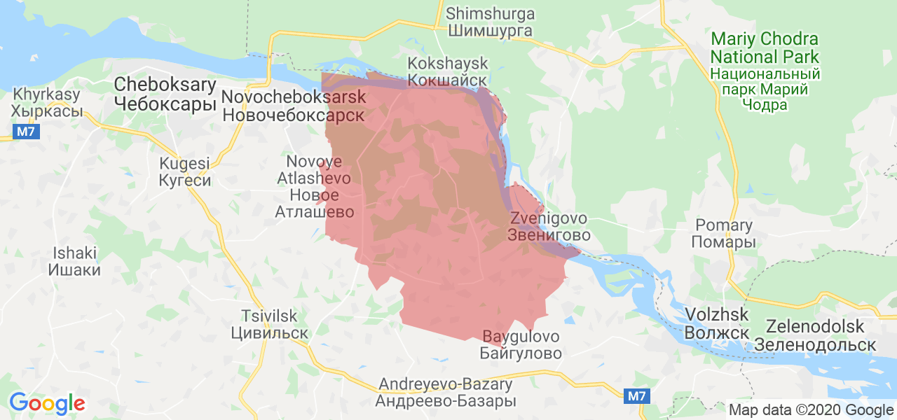 Изображение Мариинско-Посадского района Республики Чувашия на карте