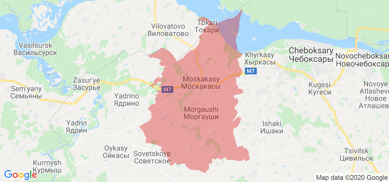 Изображение Моргаушского района Республики Чувашия на карте
