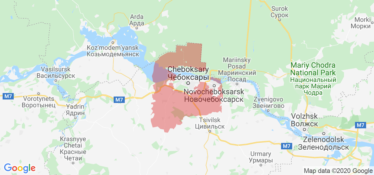 Изображение Чебоксарского района Республики Чувашия на карте