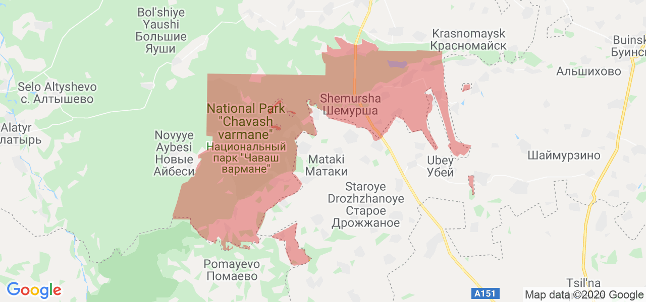 Изображение Шемуршинского района Республики Чувашия на карте