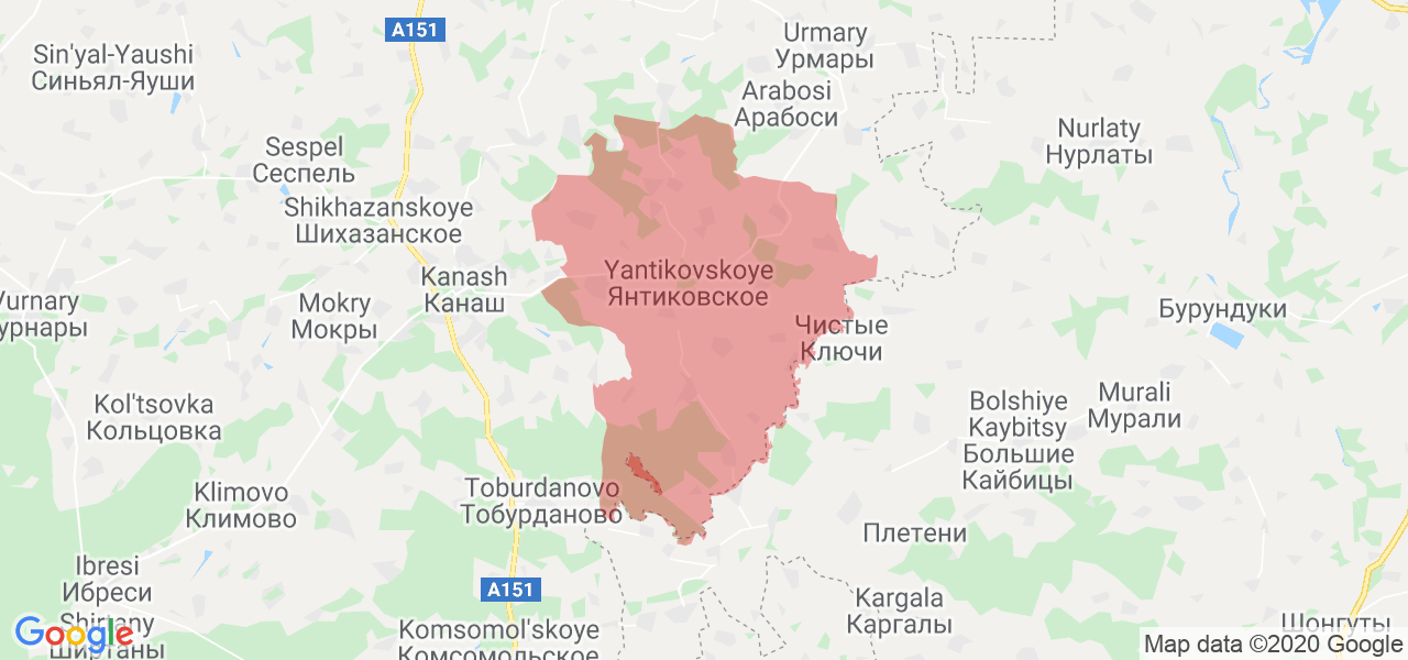 Изображение Янтиковского района Республики Чувашия на карте