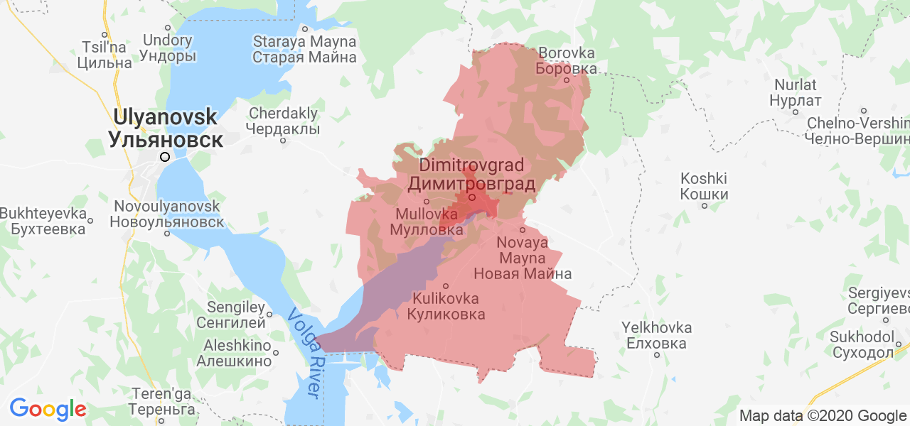 Изображение Мелекесского района Ульяновской области на карте