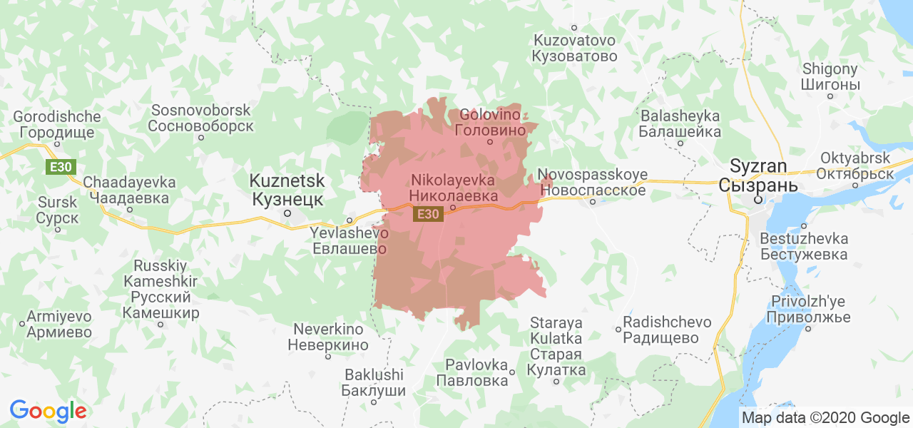 Изображение Николаевского района Ульяновской области на карте