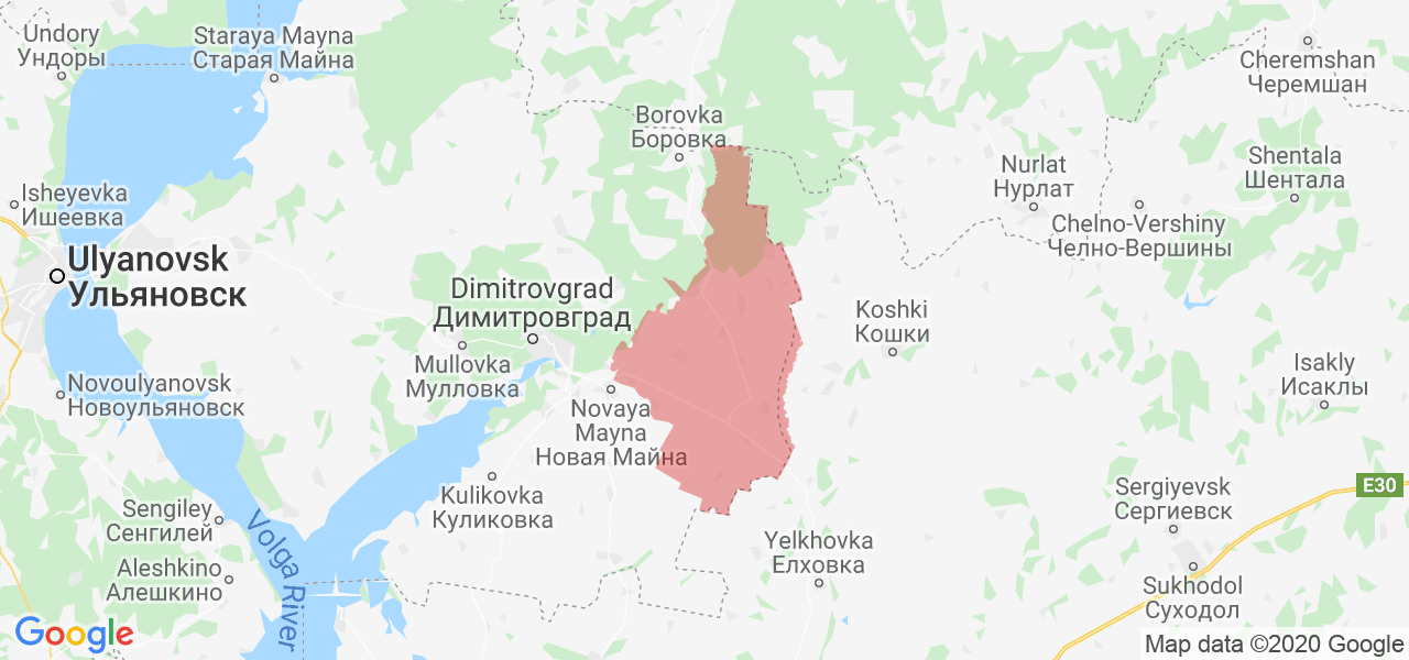 Изображение Новомалыклинского района Ульяновской области на карте