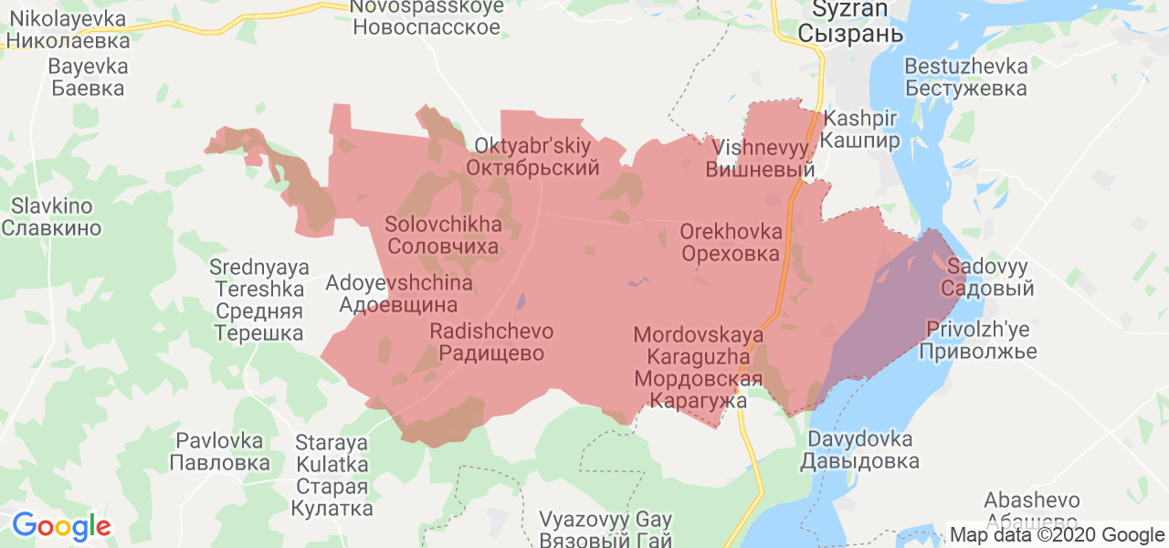 Изображение Радищевского района Ульяновской области на карте