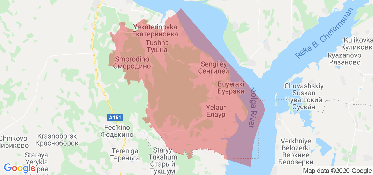 Изображение Сенгилеевского района Ульяновской области на карте