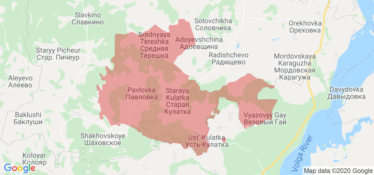 Изображение Старокулаткинского района Ульяновской области на карте