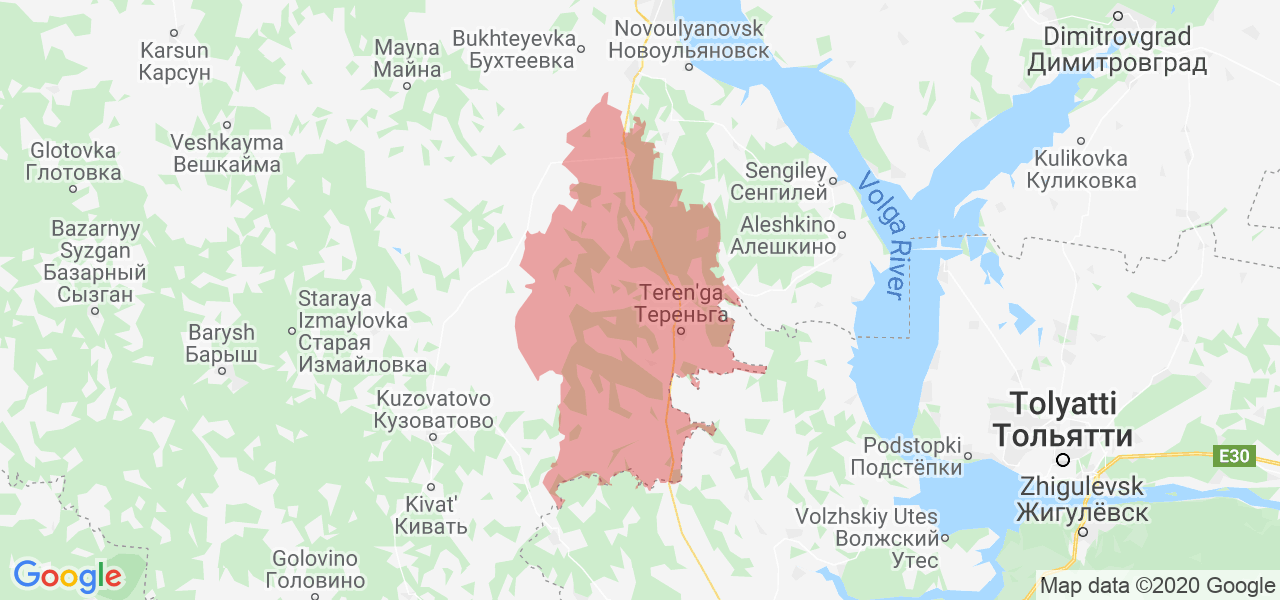 Изображение Тереньгульского района Ульяновской области на карте