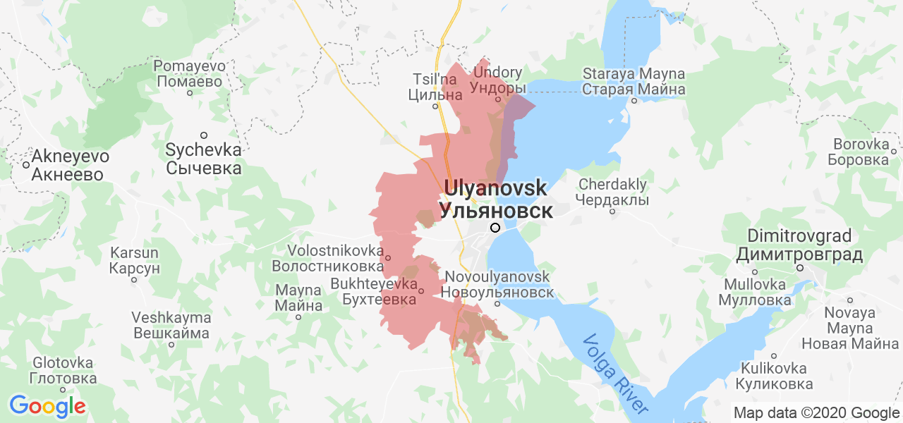 Изображение Ульяновского района Ульяновской области на карте