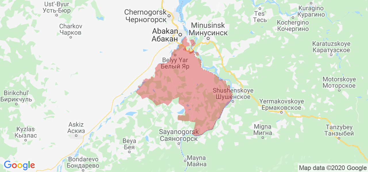 Изображение Алтайского района Республики Хакасия на карте