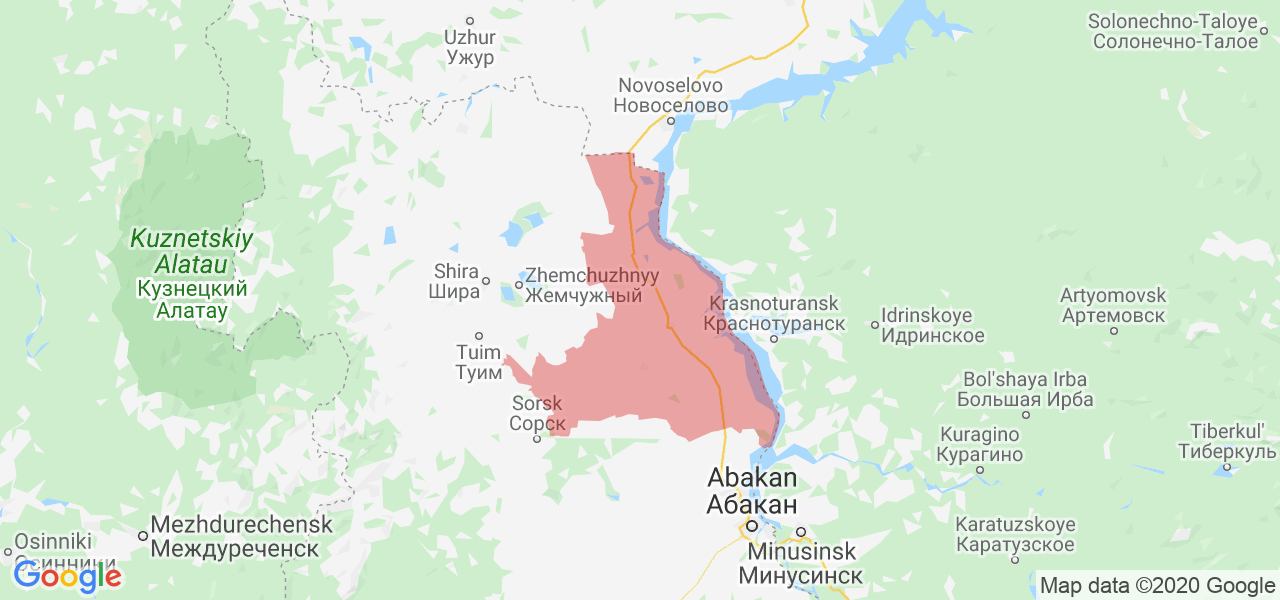Изображение Боградского района Республики Хакасия на карте