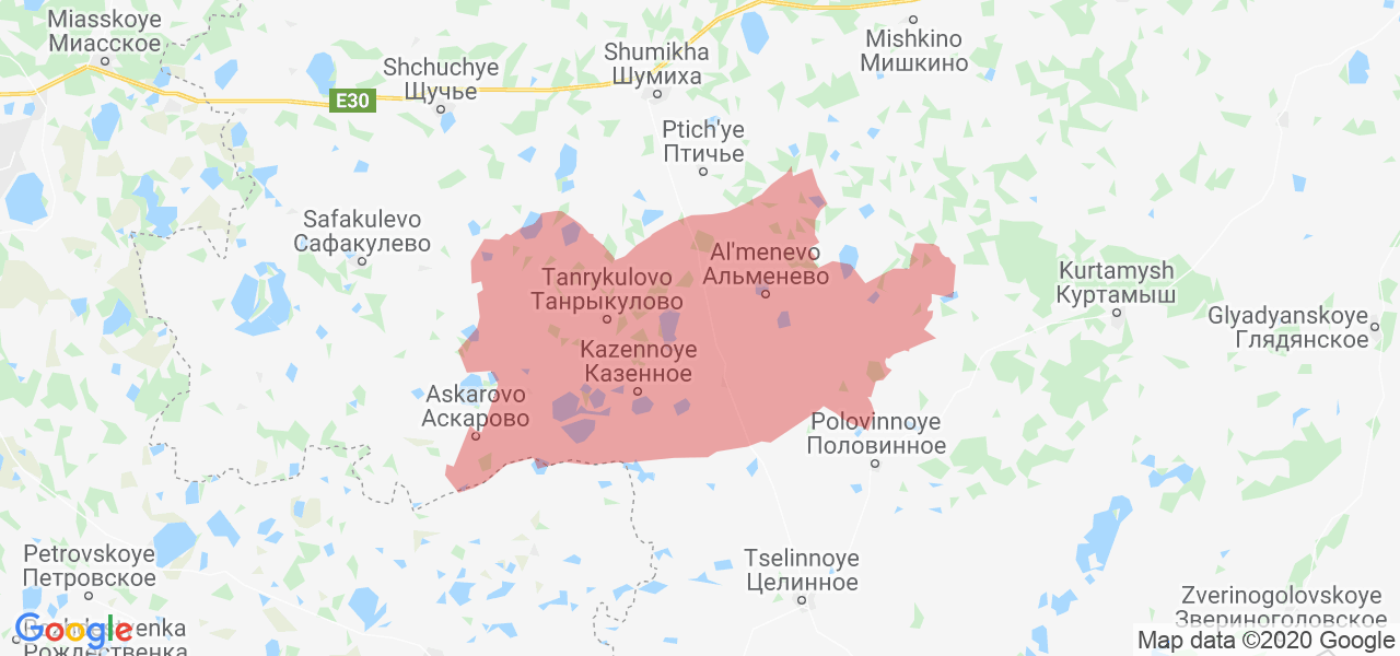 Изображение Альменевского района Курганской области на карте
