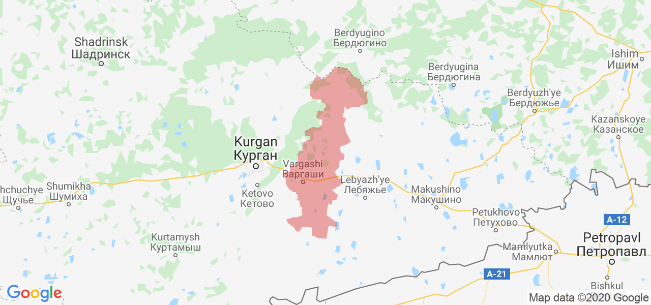 Изображение Варгашинского района Курганской области на карте