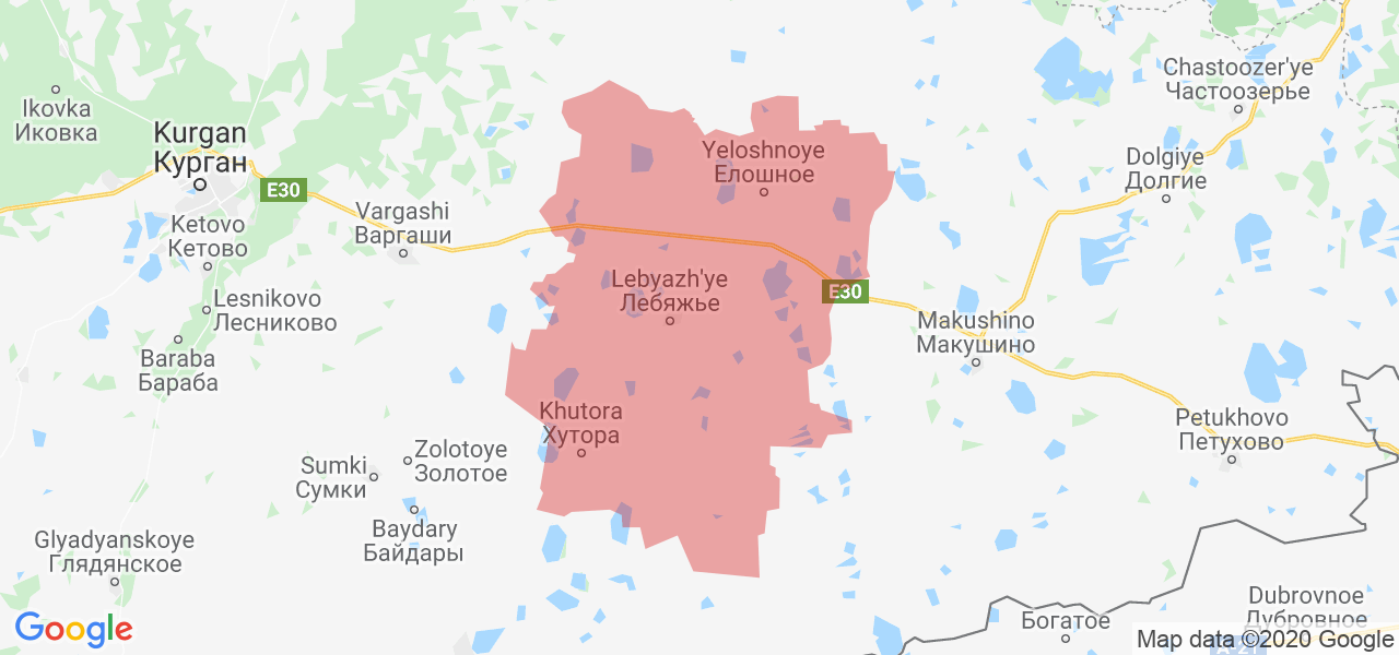 Изображение Лебяжьевского района Курганской области на карте