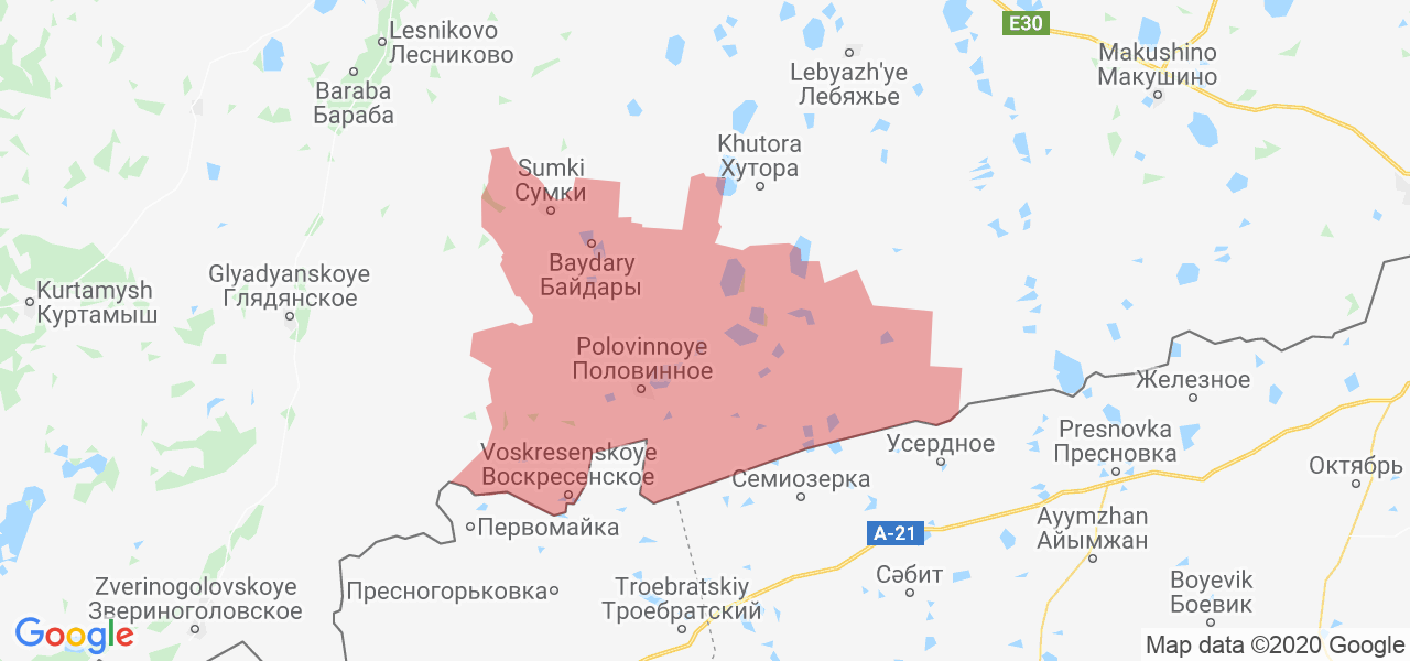 Изображение Половинского района Курганской области на карте