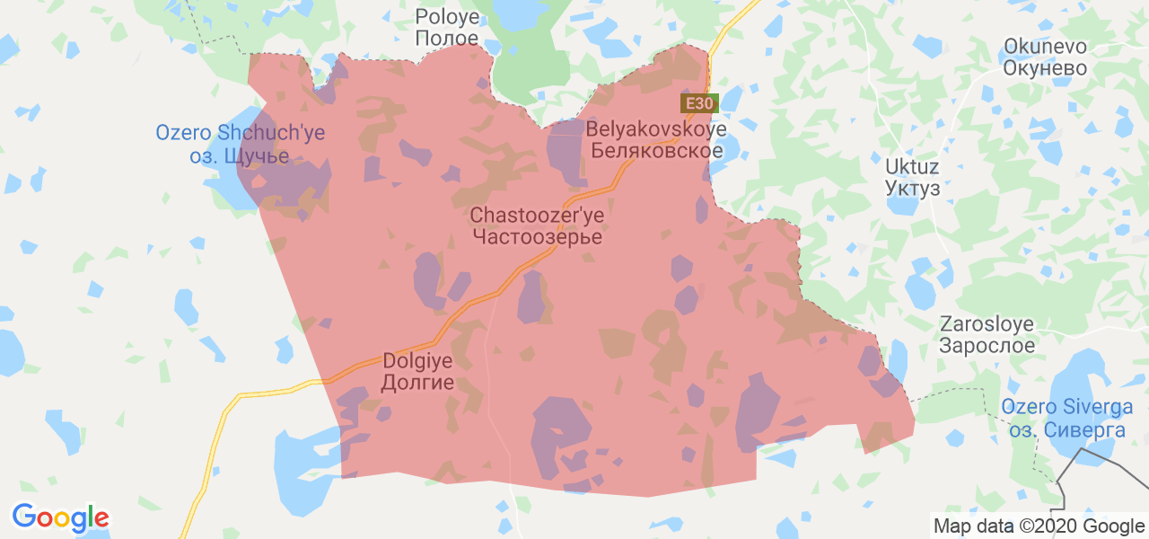 Изображение Частоозерского района Курганской области на карте