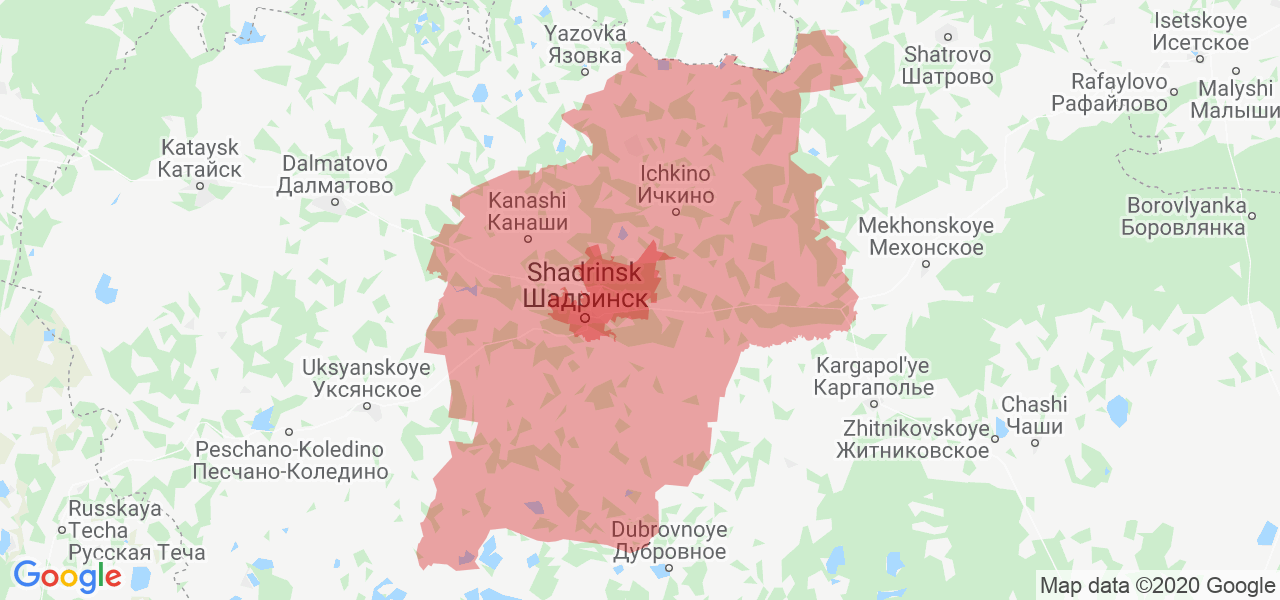 Изображение Шадринского района Курганской области на карте