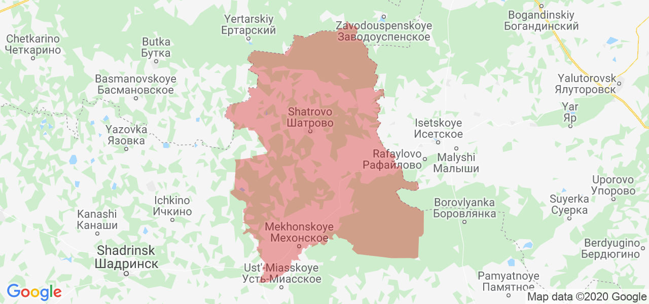 Изображение Шатровского района Курганской области на карте