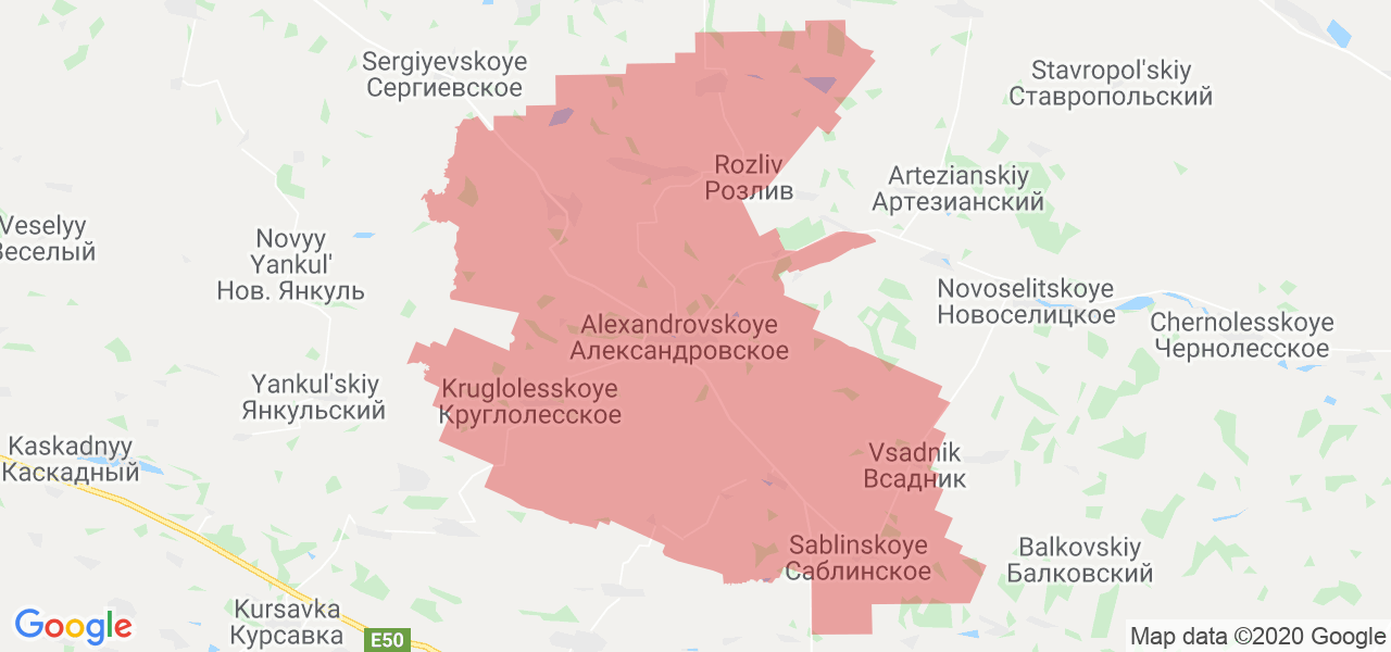 Изображение Александровского района Ставропольского края на карте