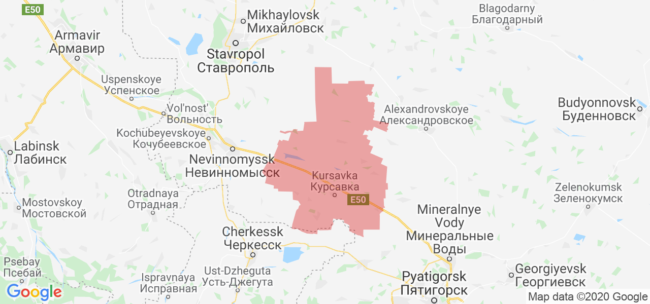 Изображение Андроповского района Ставропольского края на карте