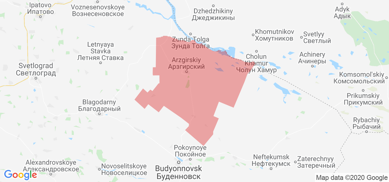 Изображение Арзгирского района Ставропольского края на карте