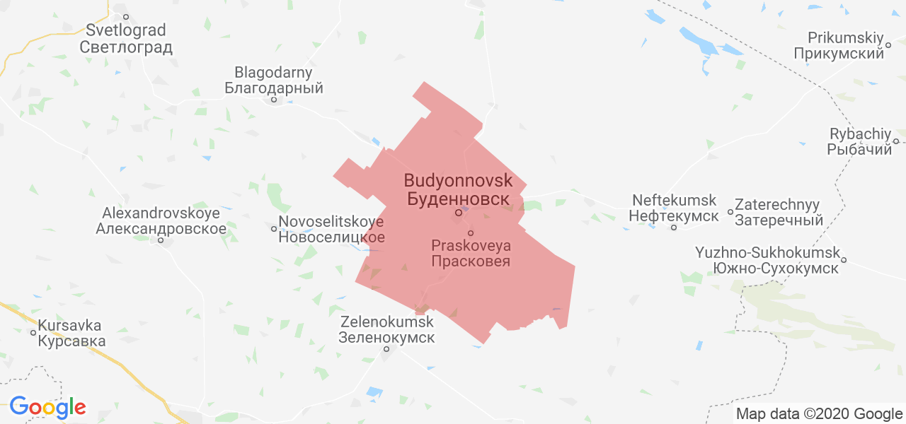 Изображение Будённовского района Ставропольского края на карте