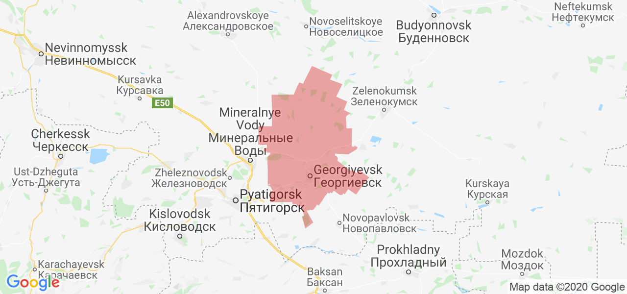 Изображение Георгиевского района Ставропольского края на карте