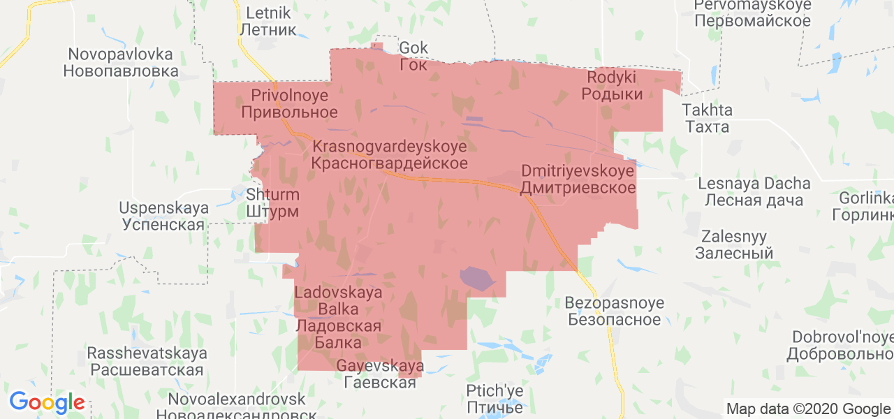 Изображение Красногвардейского района Ставропольского края на карте